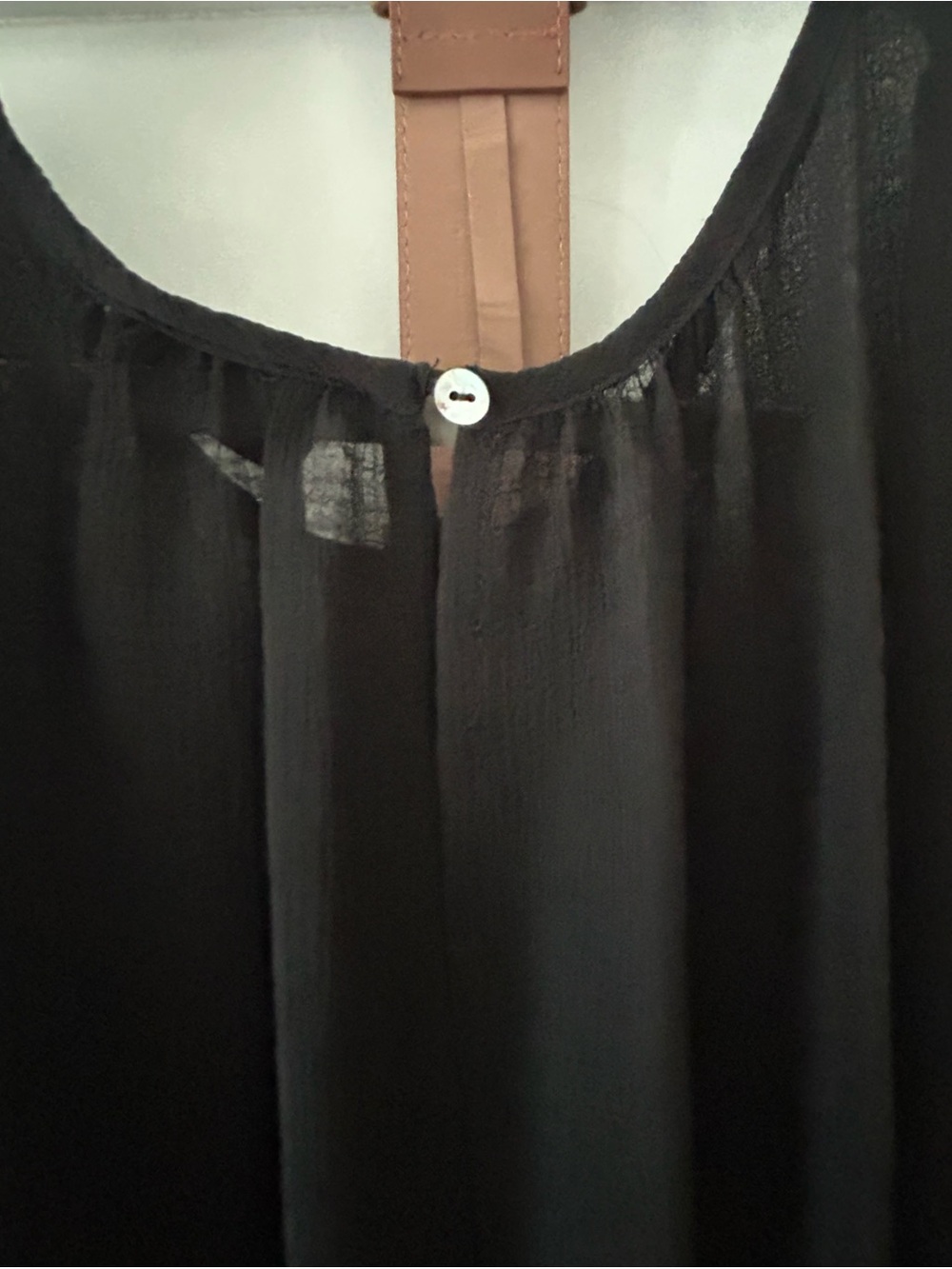 City Chic Black Dress - Sheer Top and Sleeves & Pleated Skirt, Brown Belt - Picture 11 of 14